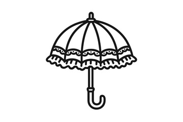 Vintage style parasol icon with decorative lace trim outline drawing © Alan
