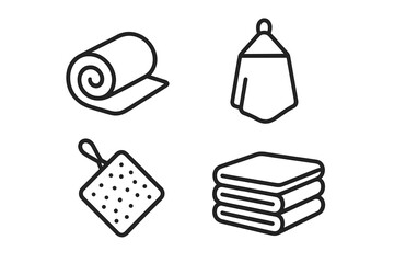 Four distinct towel icons for bathroom and cleaning applications