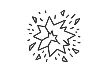 Hand drawn star burst icon with debris and sparkles