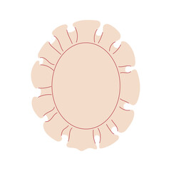 Hand drawn oval placemat with frills vector illustration. Decorative wavy ruffled frame