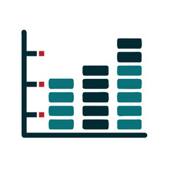 Bar chart icon in flat style with red and blue segments