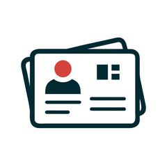 ID card icon with photo and text in flat style