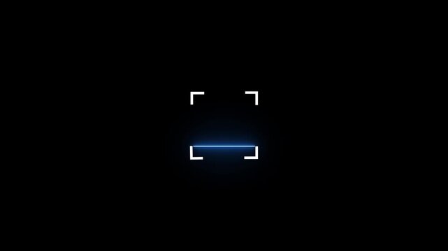 Scanner icon running active scan process with digital motion. Scanner animation represents scanning action, data check, and system verify process.