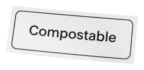 Promoting compostable products environment label eco-friendly signage isolated on transparent background