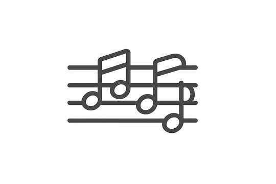 Outline musical notes symbol on five-line staff for melody and rhythm
