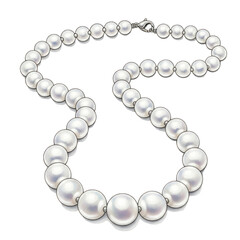 Watercolor White Pearl Necklace Clasp isolated on a transparent background