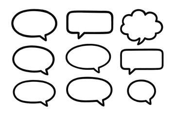 Fototapeta premium Set of hand drawn speech bubble shapes with various outline styles