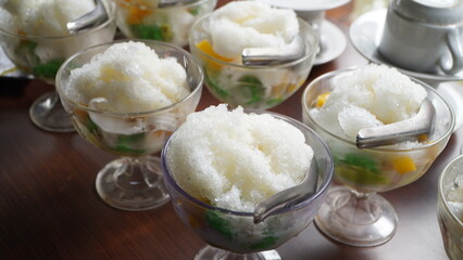 Traditional Indonesian Iced Dessert Dawet In Glasses