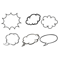 Thought bubble line icon. Speech or think bubble, empty communication cloud. Set of vector design elements. Expanded stroke