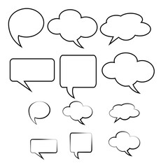 Thought bubble line icon. Speech or think bubble, empty communication cloud. Set of vector design elements. Expanded stroke
