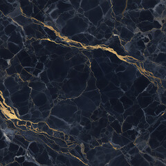 Dark navy marble background with elegant gold veins polished surface luxurious seamless texture for premium design projects