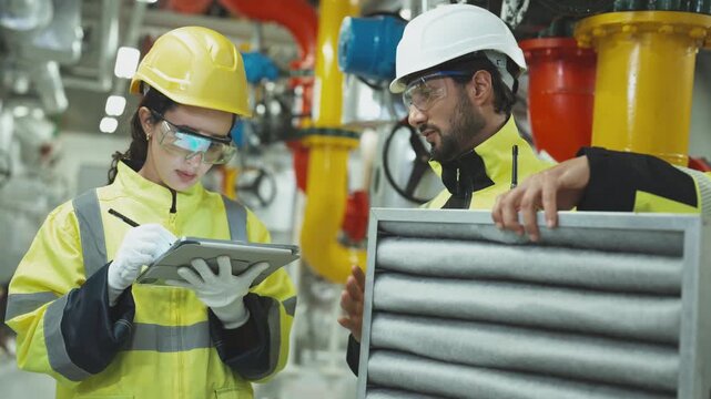 Formal surveillance and recording of the large-scale pipeline system that feeds the air conditioner and water chiller components.