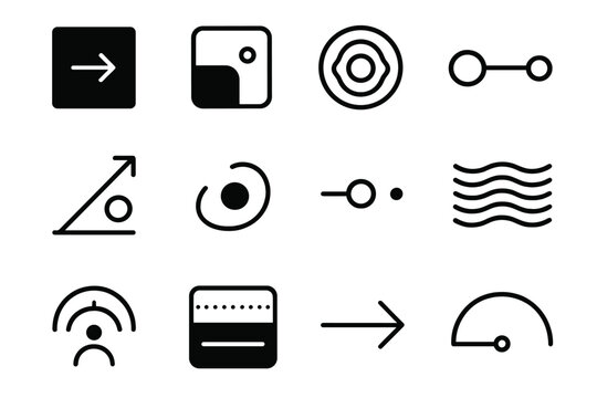 Dynamic Sensitivity Icons. Dynamic Sensitivity Systems linear set: cue threshold tile, perception-adjust patch, response band bar, sensory drift marker, emotional amplitude ring,