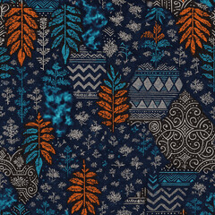 Modern and Original dip dye, tie dye, batik and shibori pattern on white canvas in high resolution

