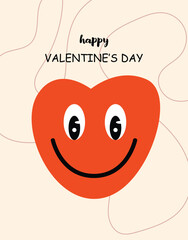 Happy Valentine's Day banner design with modern red color typography vector illustration. Romantic wallpaper with decorative hearts elements to celebrate Valentine Day on 14 February