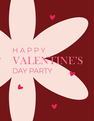 Happy Valentine's Day banner design with modern red color typography vector illustration. Romantic wallpaper with decorative hearts elements to celebrate Valentine Day on 14 February