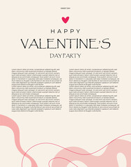 Happy Valentine's Day banner design with modern red color typography vector illustration. Romantic wallpaper with decorative hearts elements to celebrate Valentine Day on 14 February