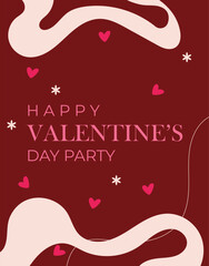 Happy Valentine's Day banner design with modern red color typography vector illustration. Romantic wallpaper with decorative hearts elements to celebrate Valentine Day on 14 February