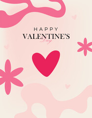 Happy Valentine's Day banner design with modern red color typography vector illustration. Romantic wallpaper with decorative hearts elements to celebrate Valentine Day on 14 February