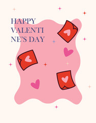 Happy Valentine's Day banner design with modern red color typography vector illustration. Romantic wallpaper with decorative hearts elements to celebrate Valentine Day on 14 February