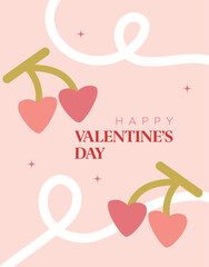 Happy Valentine's Day banner design with modern red color typography vector illustration. Romantic wallpaper with decorative hearts elements to celebrate Valentine Day on 14 February