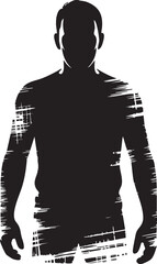 Distressed Male Silhouette with Grunge Scratch Texture on White Background