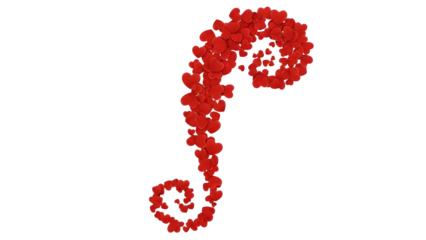 Letter J made of hearts, isolated on transparent background