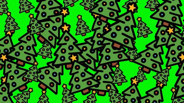Seamless doodle Christmas tree motion for holiday designs, social media posts, digital cards, backgrounds, website banners.