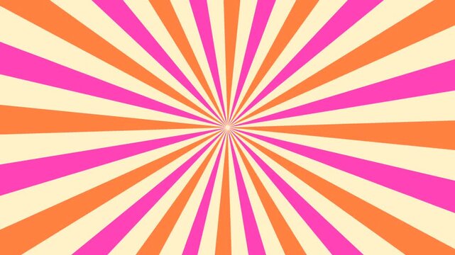 Retro aesthetic colorful sunburst cartoon abstract background rotating animation