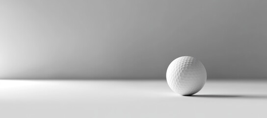 White Golf Ball on Minimalist White and Grey Studio Background