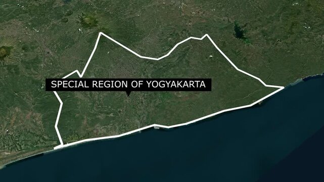 Map of the Indonesian province of Special Region Of Yogyakarta seen from above