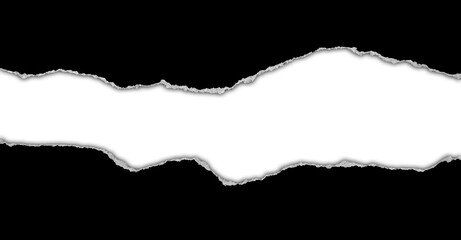 Gap in ripped black paper on white