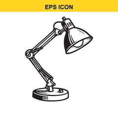 Adjustable desk lamp line art icon with articulated arm