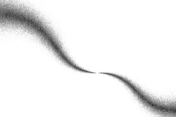 Macro of a soft S-shaped diagonal halftone band, black on transparent PNG, resembling a flowing road, river, or ribbon in minimal monochrome.