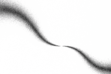 Macro of a soft S-shaped diagonal halftone band, black on transparent PNG, resembling a flowing road, river, or ribbon in minimal monochrome.