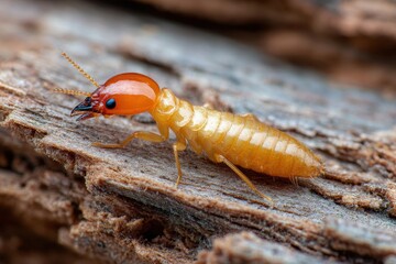 Close-Up of Drywood Termites: Nature's Wood-Dwelling Pests Inflicting Damage on Timber