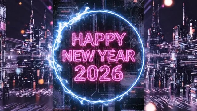 Festive Wooden Block &ldquo;2025 to 2026&rdquo; Transition Animation Hand Rotating Final Block, Colorful Shimmering Fireworks, Twinkling Bokeh Lights, Reflective Surface, Warm Joyful High-Resolution New Year Sc