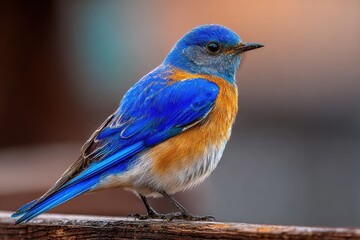 Western Bluebird on a Perch in Oregon's Nature: A Colorful Songbird Captured in the Wild
