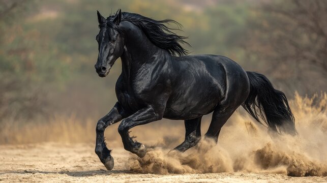 Majestic Marwari Stallion in Full Gallop: A Celebration of Beauty and Freedom in Motion