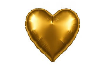 Golden heart shaped foil balloon floating celebrating love