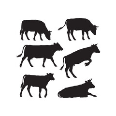 Cow with Different Poses Silhouettes Collection,Cows Silhouettes,Vector Cow Silhouettes,Farm Cow Silhouettes,cow vector