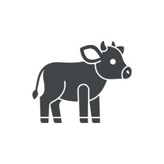 Simple black silhouette of a young calf standing.