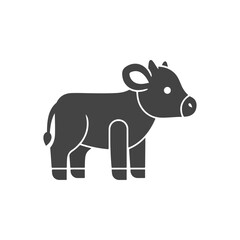 Simple Stylized Icon of a Young Calf Standing.