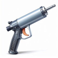 Silver And Black Tool With Orange Trigger On White Background