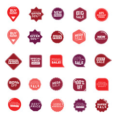 Set of sale badges and discount labels in vector style.