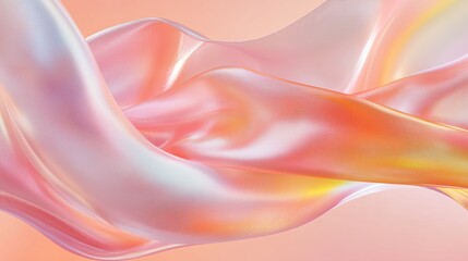 Obraz premium Colorful fabric flowing in gentle waves with light reflections in a soft background