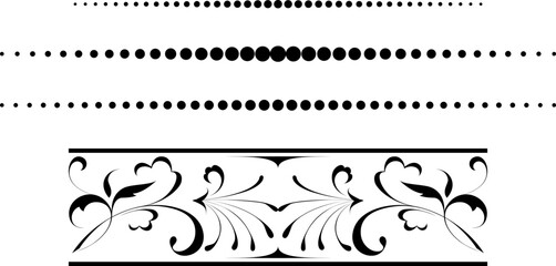 black and white set of delimiters for text, dividers