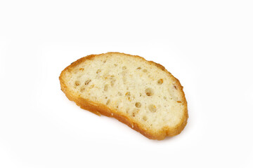 Single bruschetta crunchy toasted snack isolated on white background