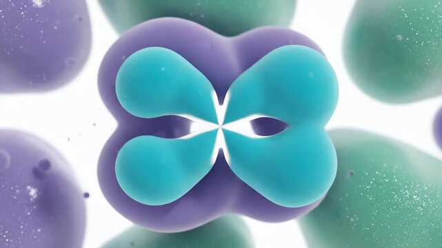 Abstract Shapes Morphing and Merging on White Background