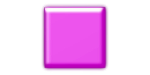 A vibrant magenta square with a glossy finish and subtle bevel effect, isolated on a white background, representing a basic graphic element.